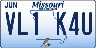 MO license plate VL1K4U