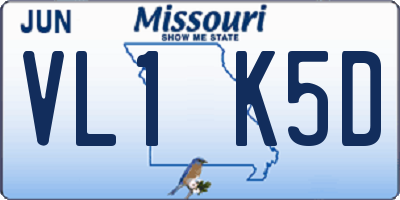 MO license plate VL1K5D