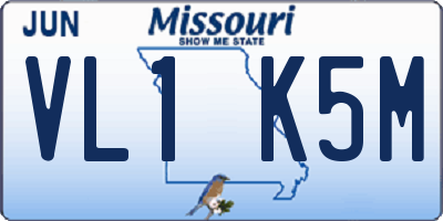 MO license plate VL1K5M