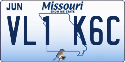 MO license plate VL1K6C
