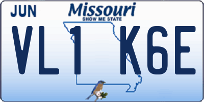 MO license plate VL1K6E