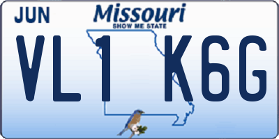 MO license plate VL1K6G
