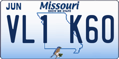 MO license plate VL1K6O