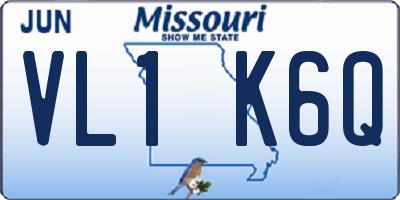 MO license plate VL1K6Q