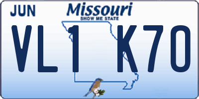 MO license plate VL1K7O