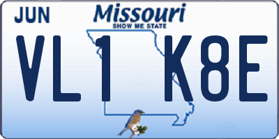 MO license plate VL1K8E