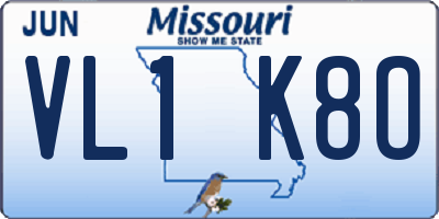 MO license plate VL1K8O