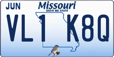MO license plate VL1K8Q