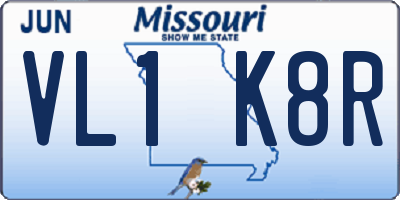 MO license plate VL1K8R