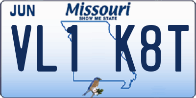 MO license plate VL1K8T