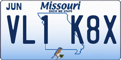 MO license plate VL1K8X