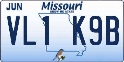 MO license plate VL1K9B