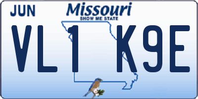 MO license plate VL1K9E