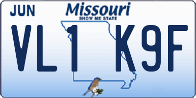 MO license plate VL1K9F