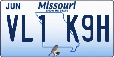 MO license plate VL1K9H