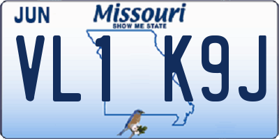 MO license plate VL1K9J