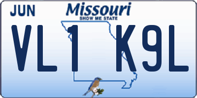 MO license plate VL1K9L