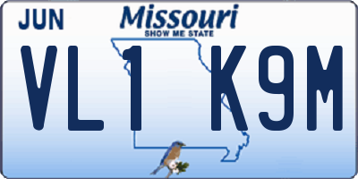 MO license plate VL1K9M