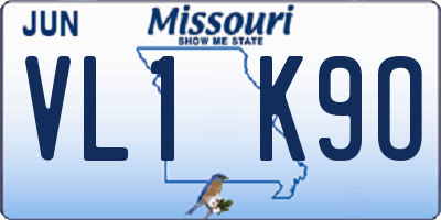 MO license plate VL1K9O