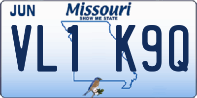 MO license plate VL1K9Q