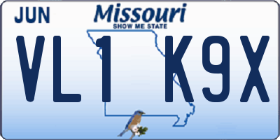 MO license plate VL1K9X