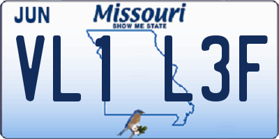 MO license plate VL1L3F