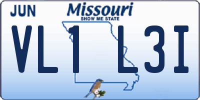MO license plate VL1L3I