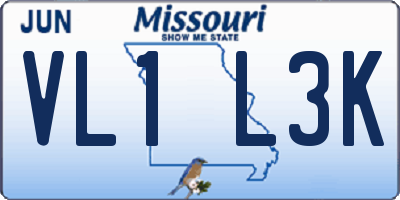 MO license plate VL1L3K
