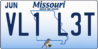 MO license plate VL1L3T