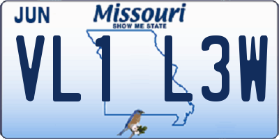MO license plate VL1L3W