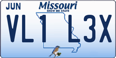 MO license plate VL1L3X