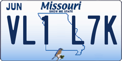 MO license plate VL1L7K