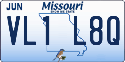 MO license plate VL1L8Q