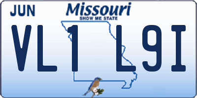 MO license plate VL1L9I