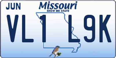 MO license plate VL1L9K