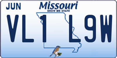 MO license plate VL1L9W