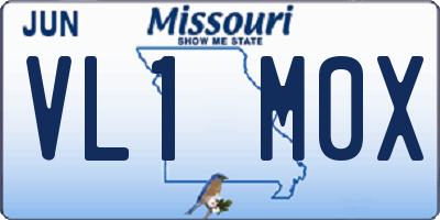MO license plate VL1M0X