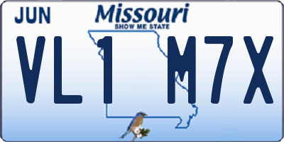 MO license plate VL1M7X