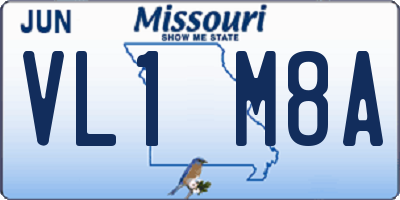 MO license plate VL1M8A