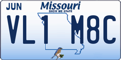 MO license plate VL1M8C
