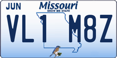MO license plate VL1M8Z
