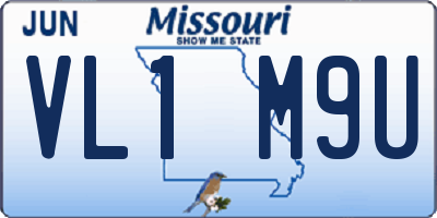 MO license plate VL1M9U