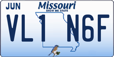 MO license plate VL1N6F