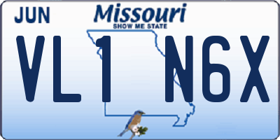MO license plate VL1N6X