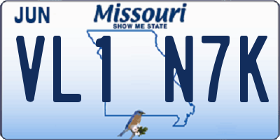 MO license plate VL1N7K