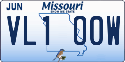 MO license plate VL1O0W