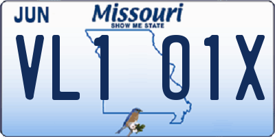 MO license plate VL1O1X