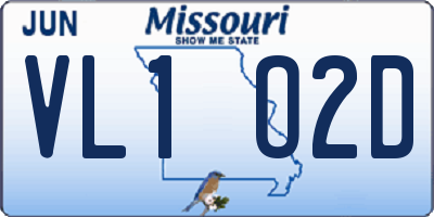 MO license plate VL1O2D