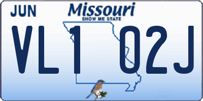 MO license plate VL1O2J