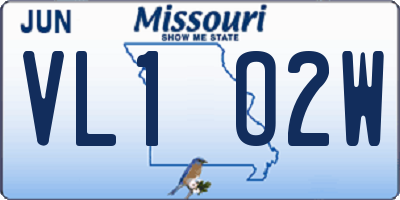 MO license plate VL1O2W